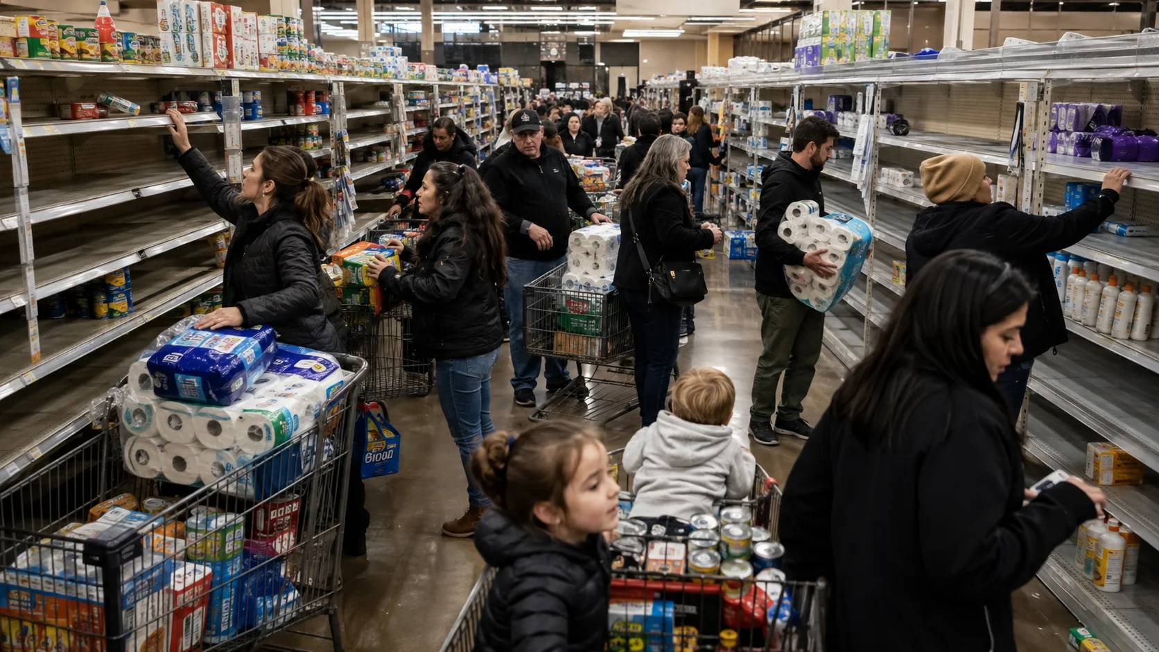 Gente abasteciéndose en un supermercado