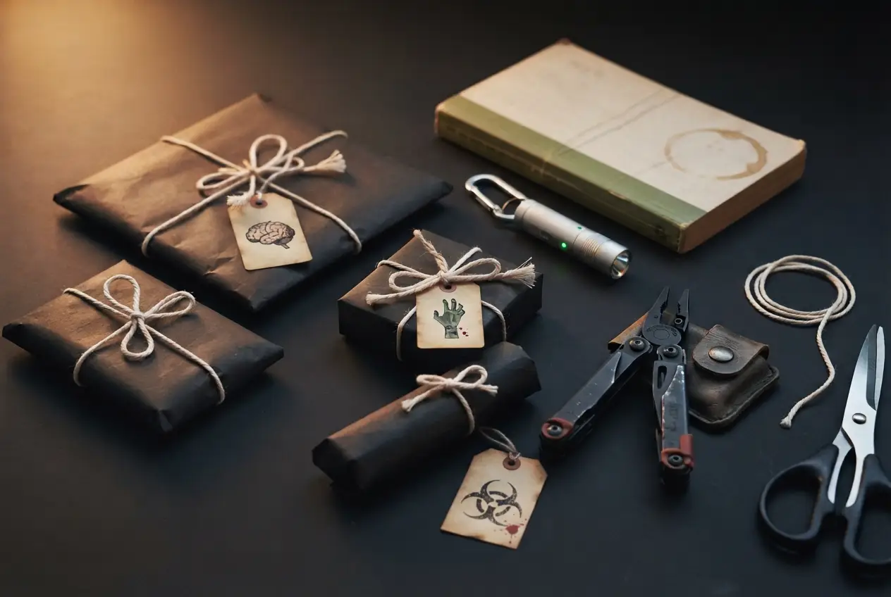 Regalos de menos de veinte euros para un fan de los zombies envueltos sobre una mesa